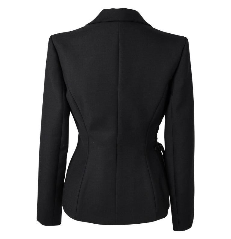 Christian Dior Jacket One Side Lace Up Black Shaped Blazer 38 / 6 New ...