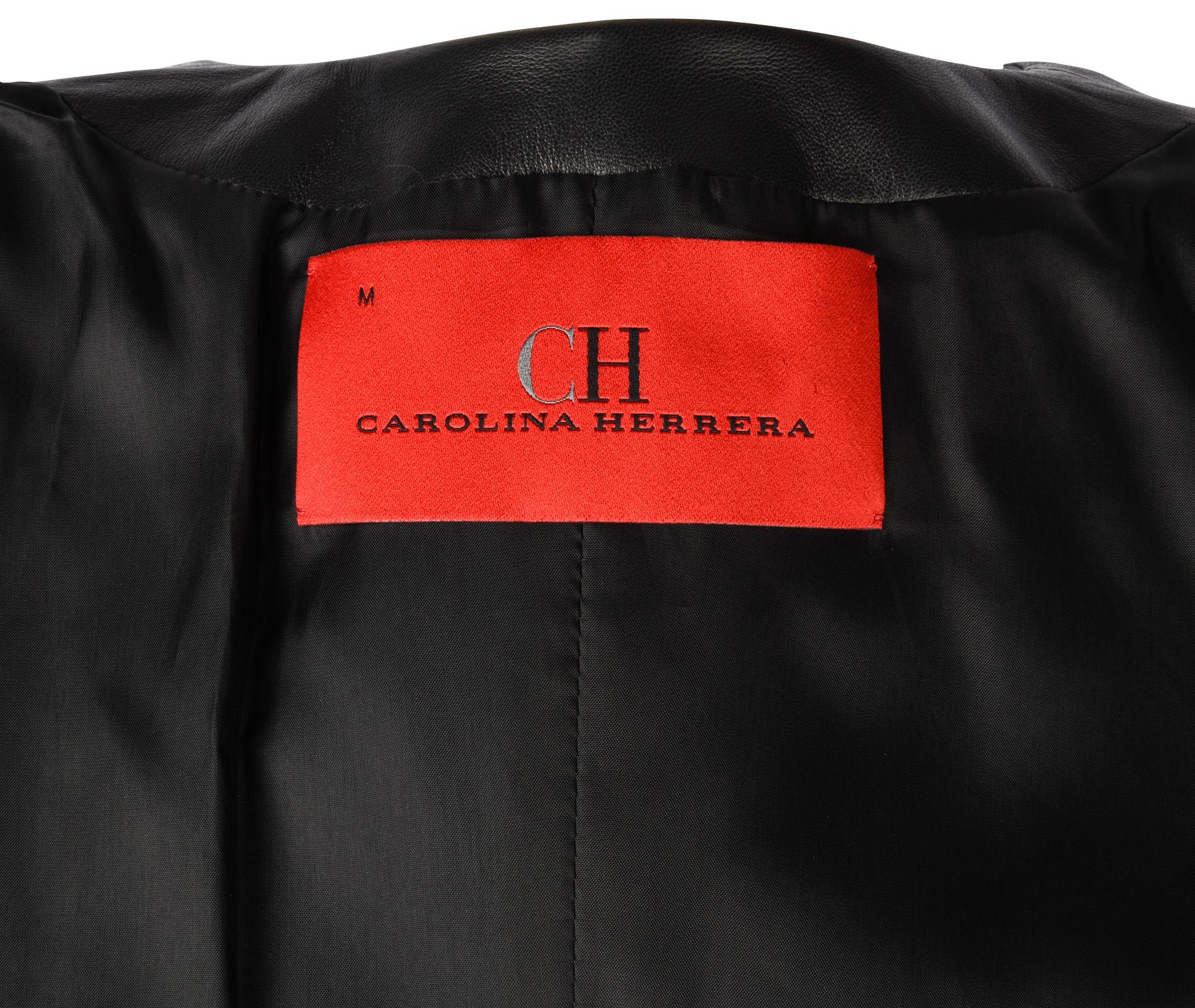 Carolina Herrera Jacket Peplum Black Lambskin Leather Feather Light 8 mint 3
