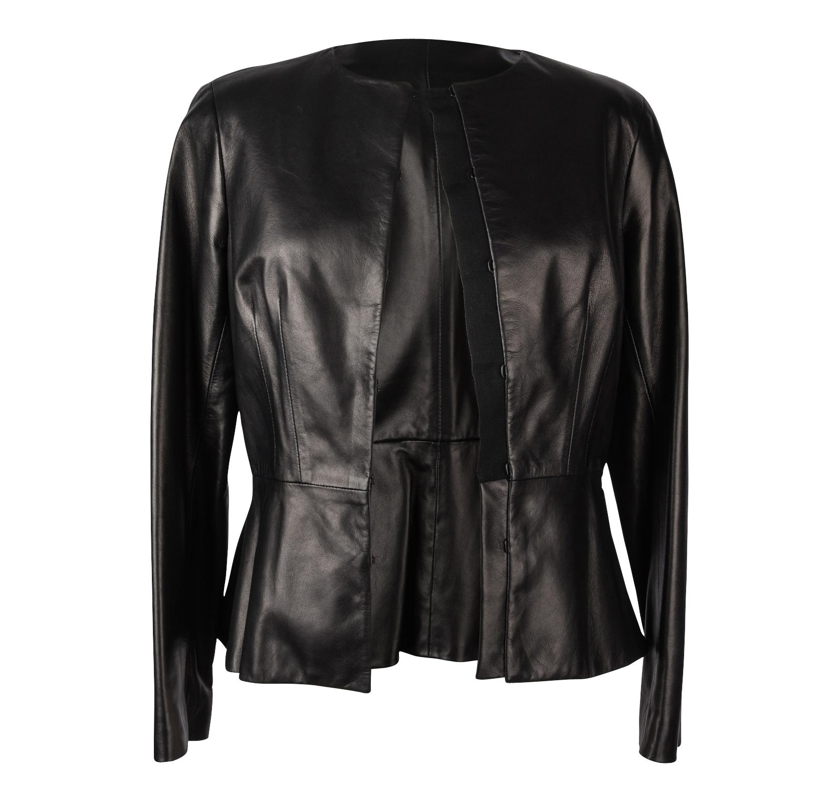 black leather peplum jacket