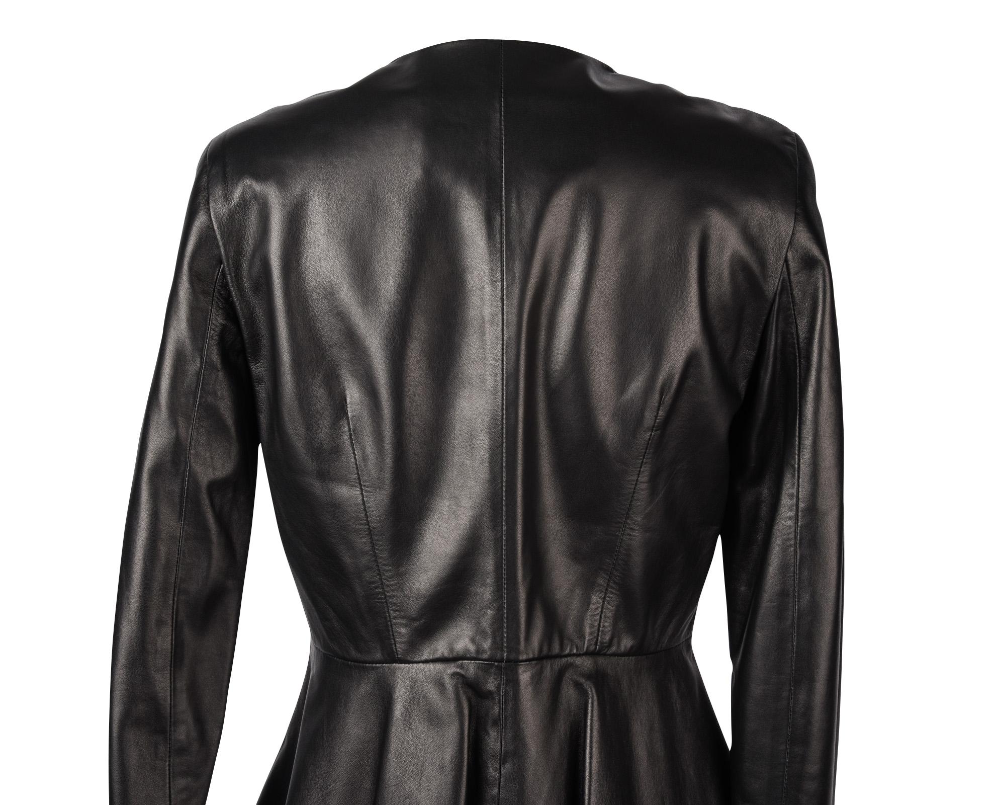 Carolina Herrera Jacket Peplum Black Lambskin Leather Feather Light 8 mint 2