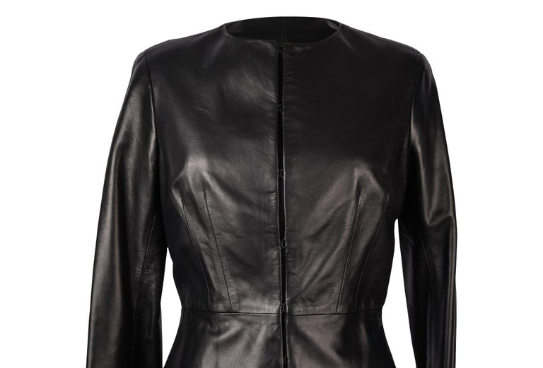 Carolina Herrera Jacket Peplum Black Lambskin Leather Feather Light 8 ...