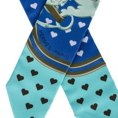 Hermes Twilly Silk Brides de Gala Love Limited Edition Blues Multi Set of 2 New