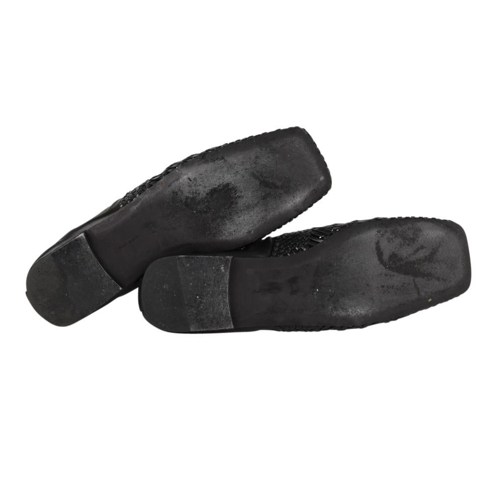 Women's Celine Shoe Flat Woven Leather Square Toe Black 38.5 / 8.5 New