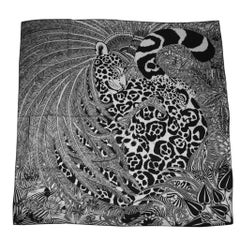 Hermes Scarf Shawl GM Jaguar Quetzal Cashmere and Silk 140cm