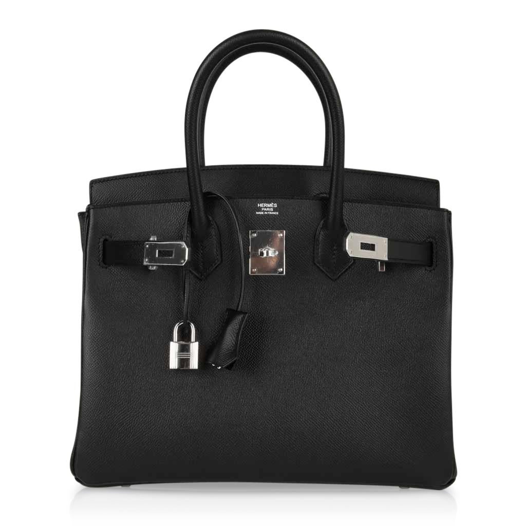 Hermes Birkin 30 Bag Black Epsom Leather Palladium Hardware New 1