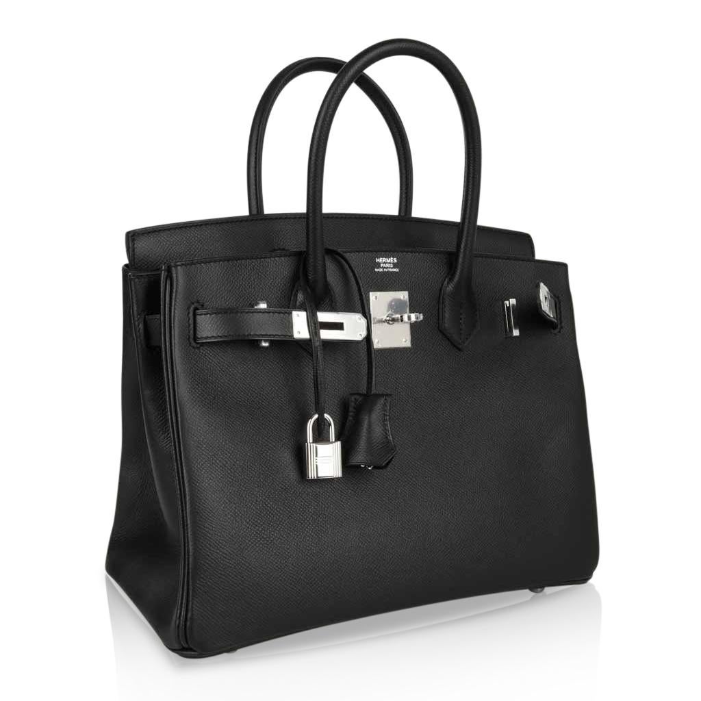 Hermes Birkin 30 Bag Black Epsom Leather Palladium Hardware New 2