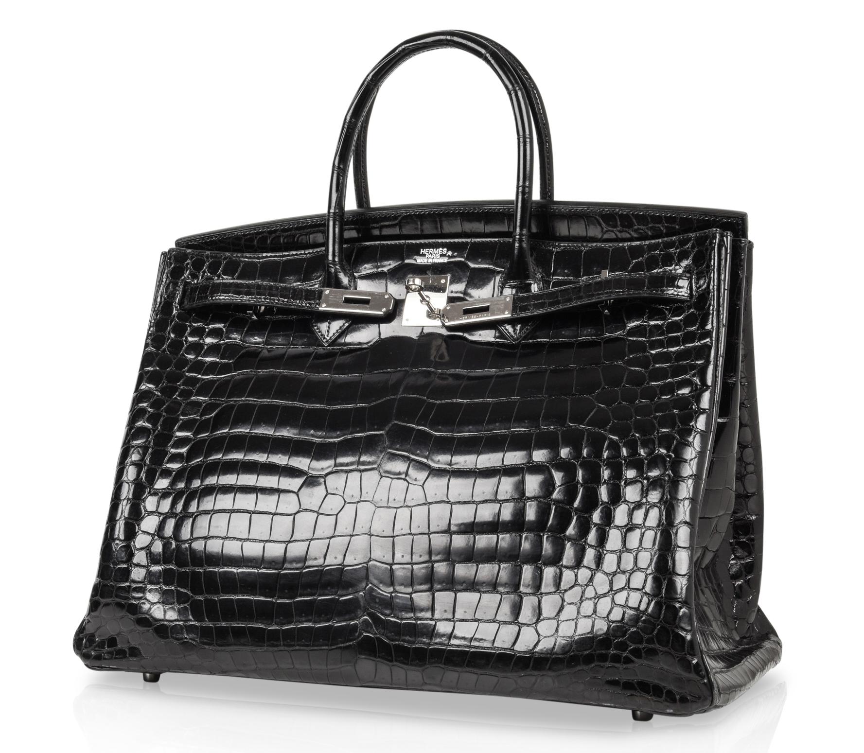 Hermes Birkin 40 Bag Black Porosus Crocodile Palladium 3