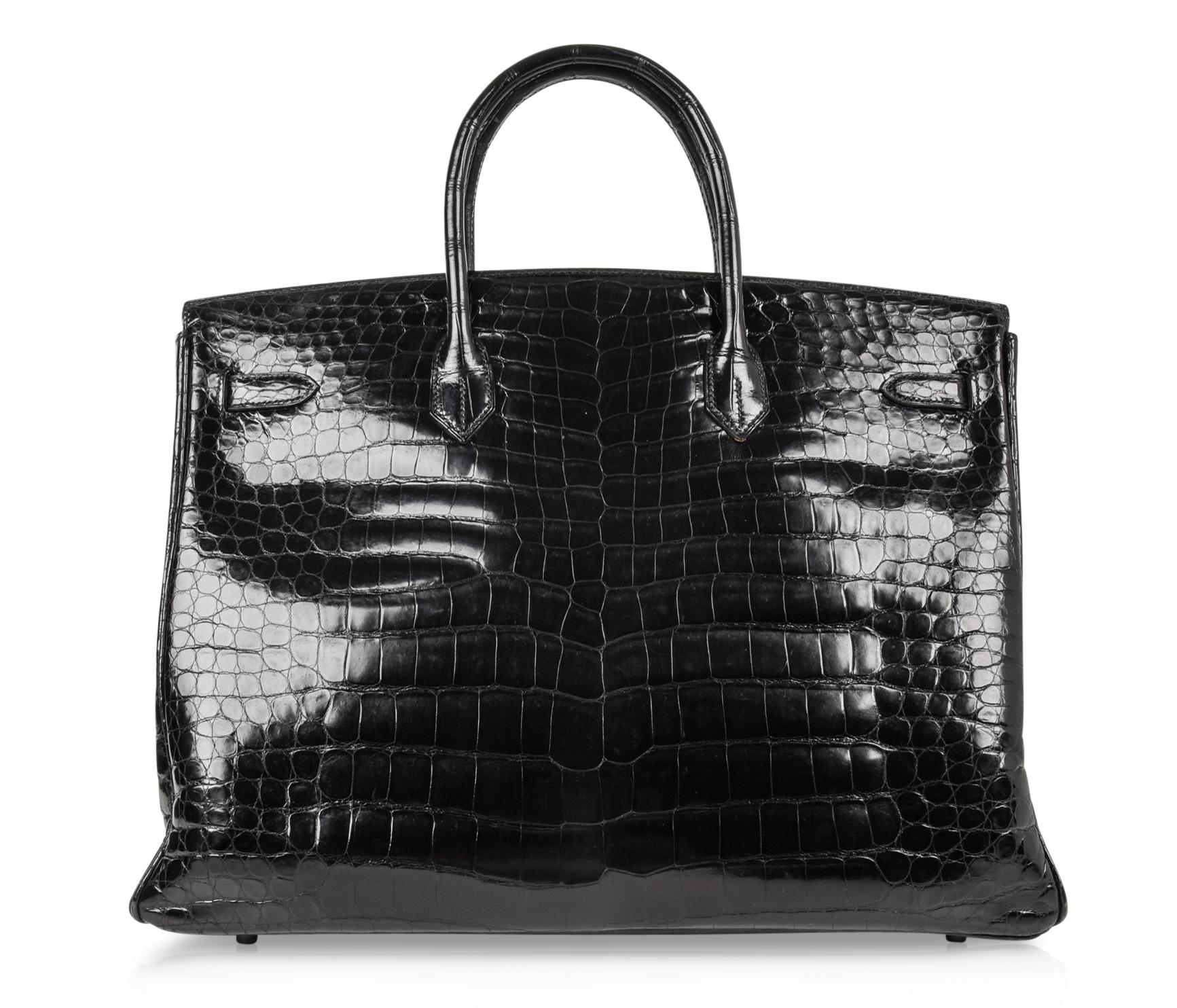 Hermes Birkin 40 Bag Black Porosus Crocodile Palladium 4