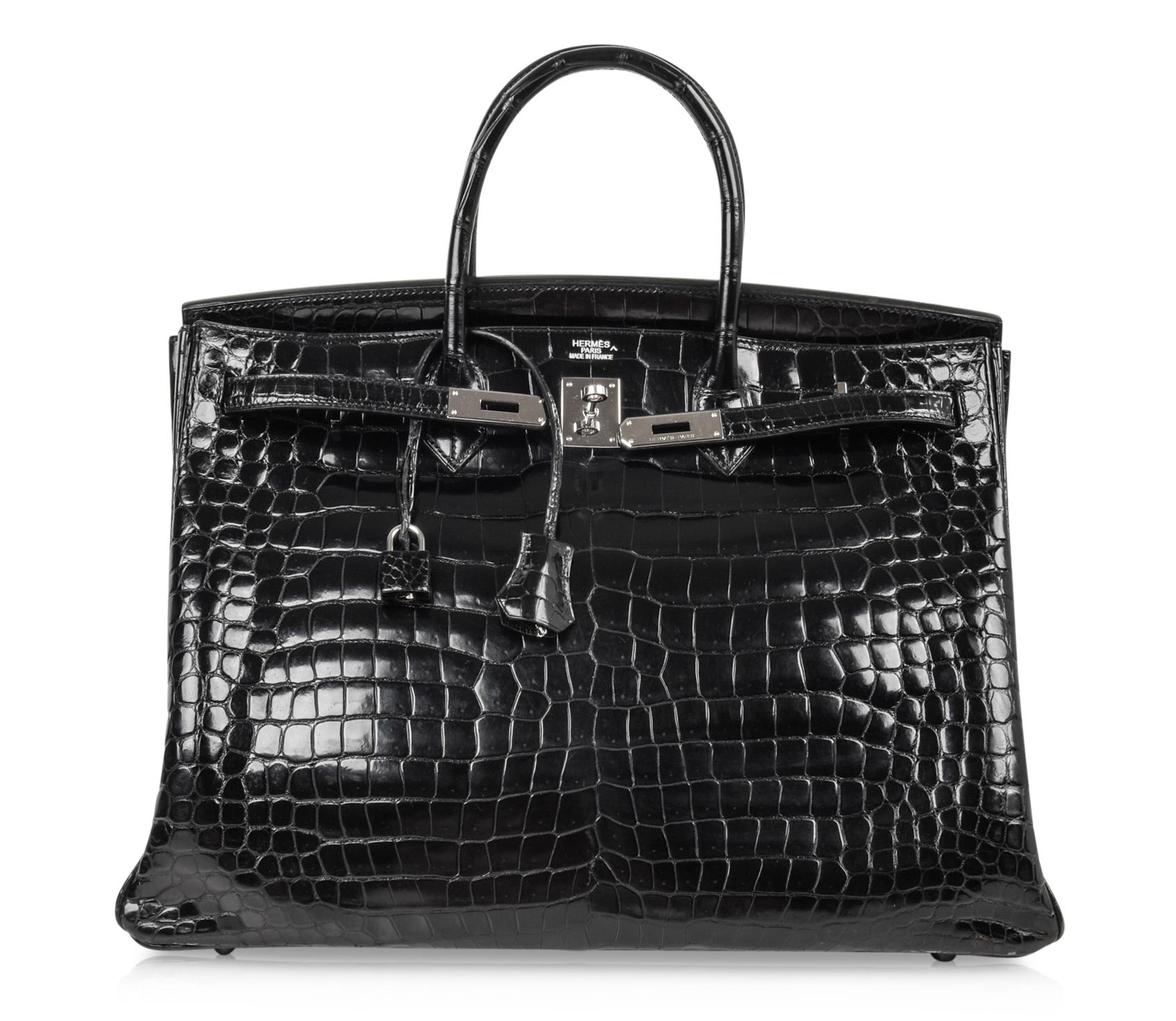 Hermes Birkin 40 Bag Black Porosus Crocodile Palladium 2