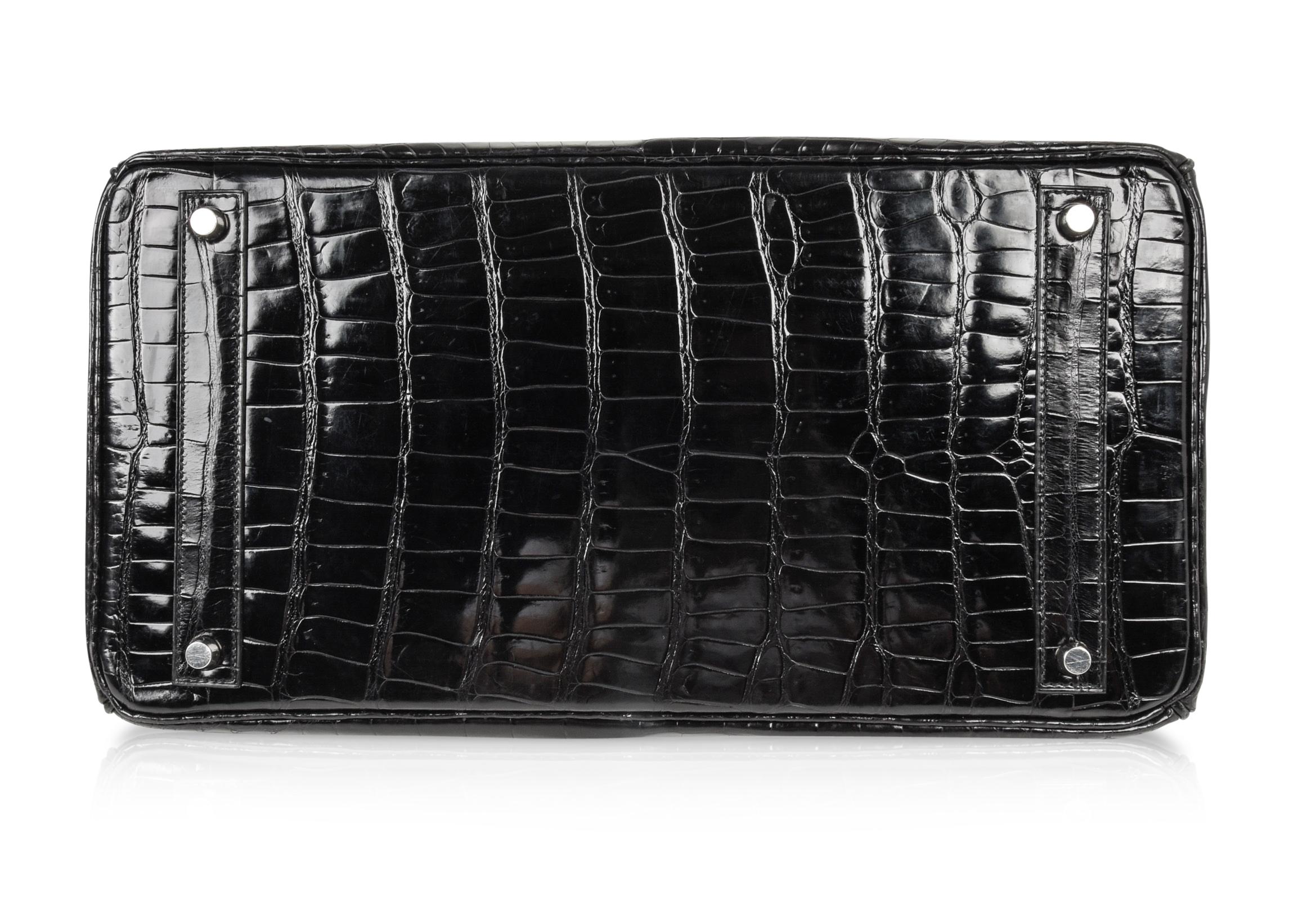 Hermes Birkin 40 Bag Black Porosus Crocodile Palladium 5