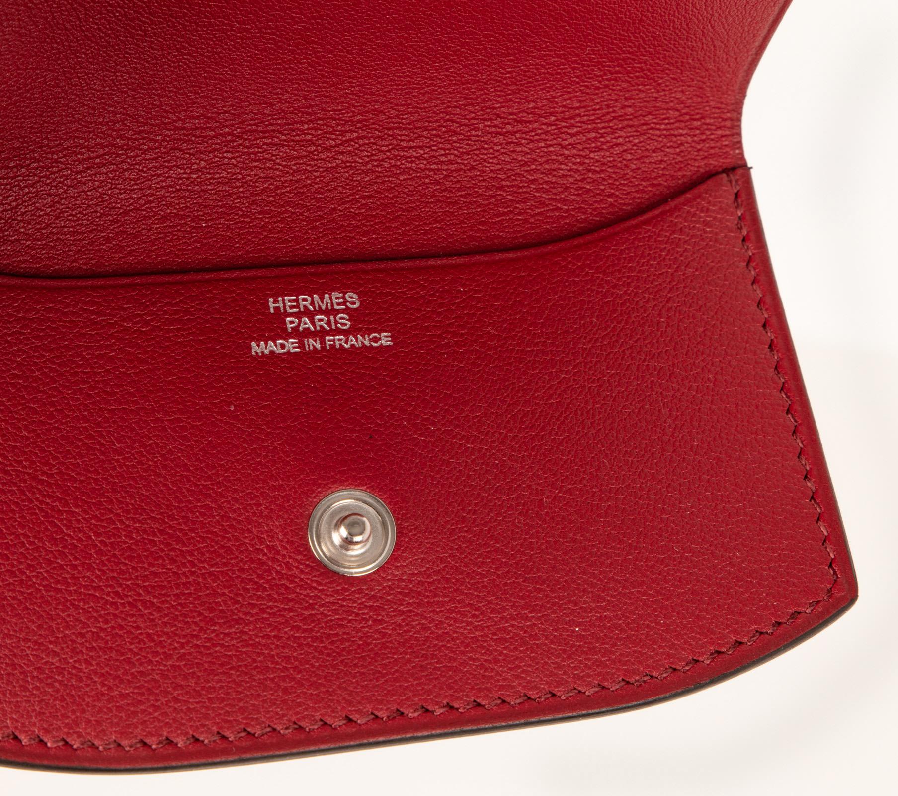 Hermes Bag Picnic Osier Wicker Clutch Rouge H New 4