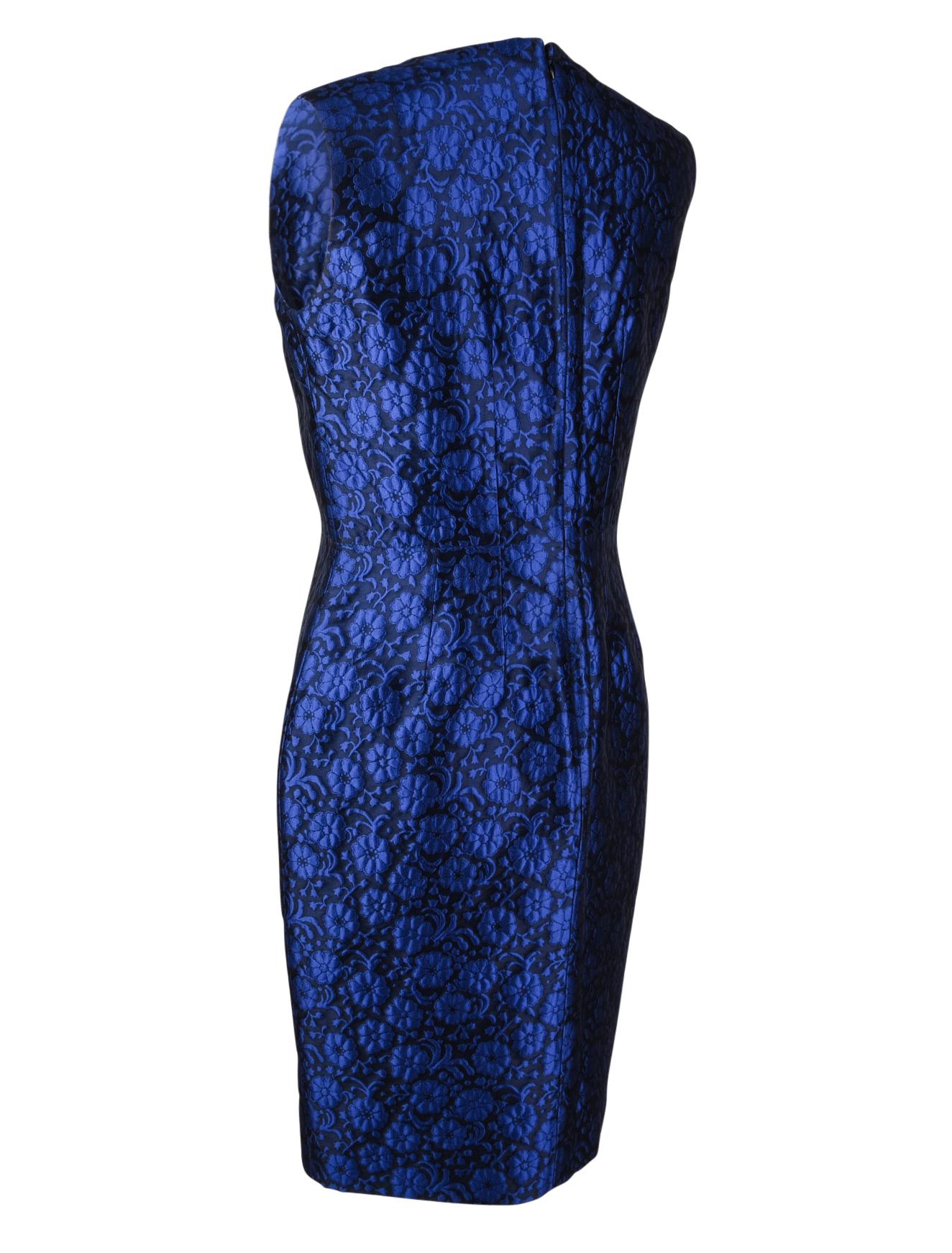 Women's Christian Dior Dress Blue Floral Print w/ Long Sleeveless Vest 8