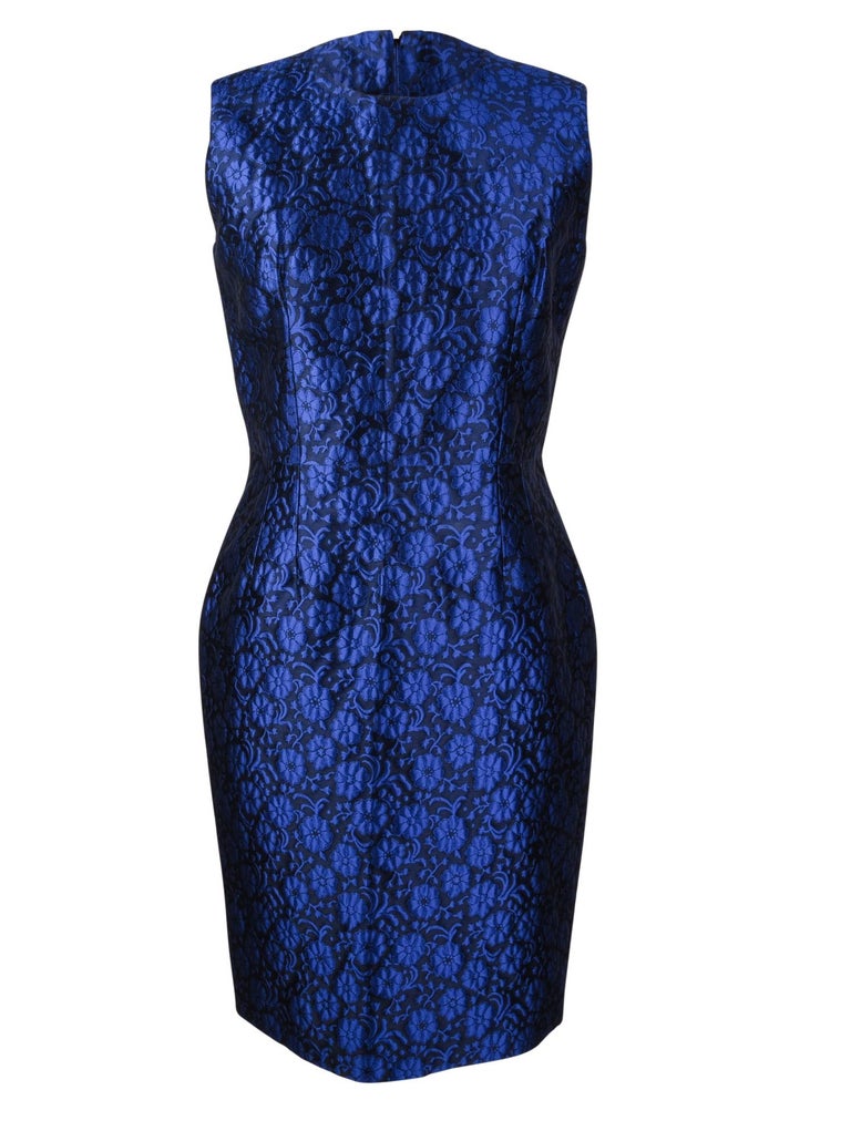 Christian Dior Dress Blue Floral Print w/ Long Sleeveless Vest 8 at ...