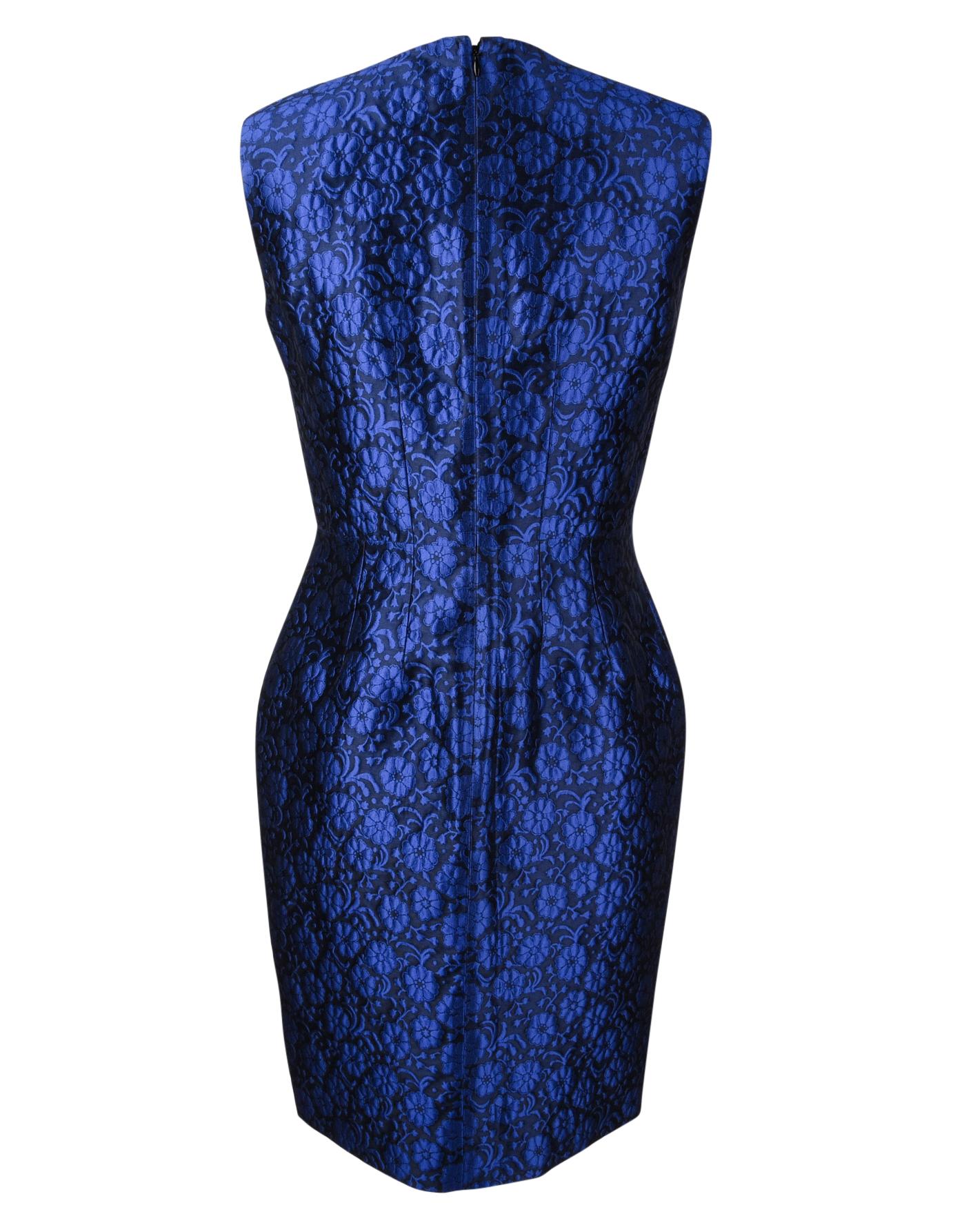 Christian Dior Dress Blue Floral Print w/ Long Sleeveless Vest 8 1