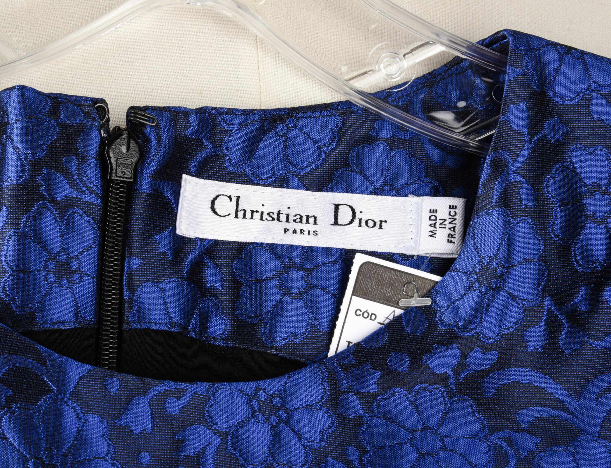 Christian Dior Dress Blue Floral Print w/ Long Sleeveless Vest 8 2