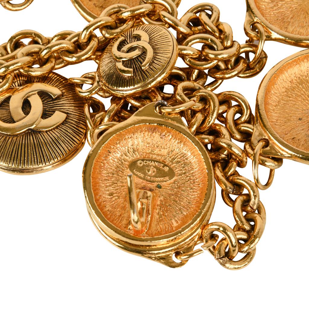 Chanel Belt Vintage Chain Link Gold Sunburst w/ CC Spacers 2
