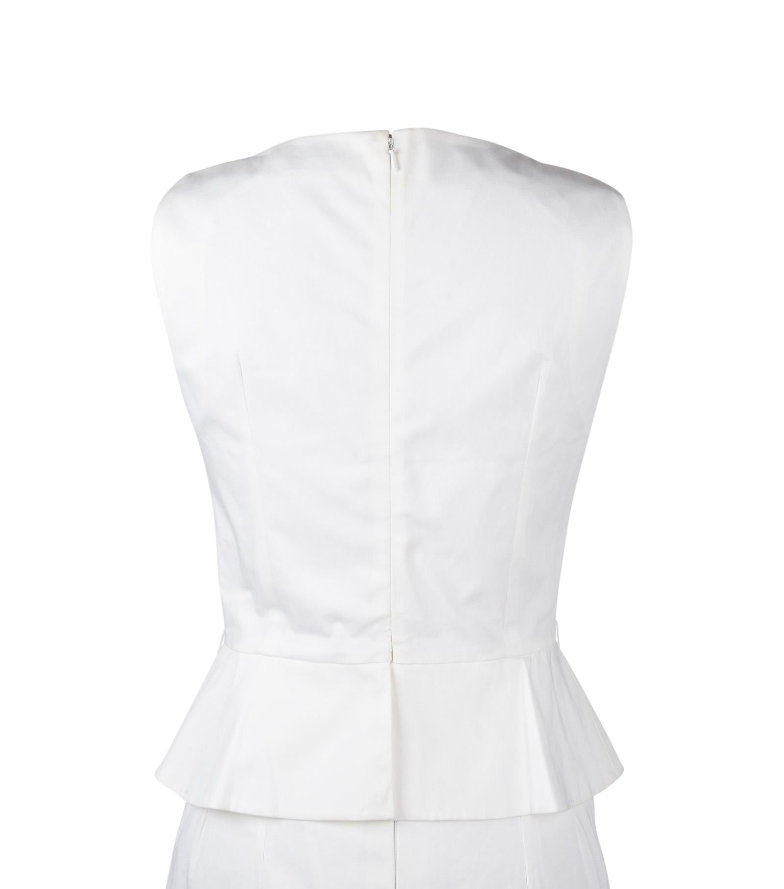 Women's Christian Dior Dress White Cotton Peplum 8 Mint 