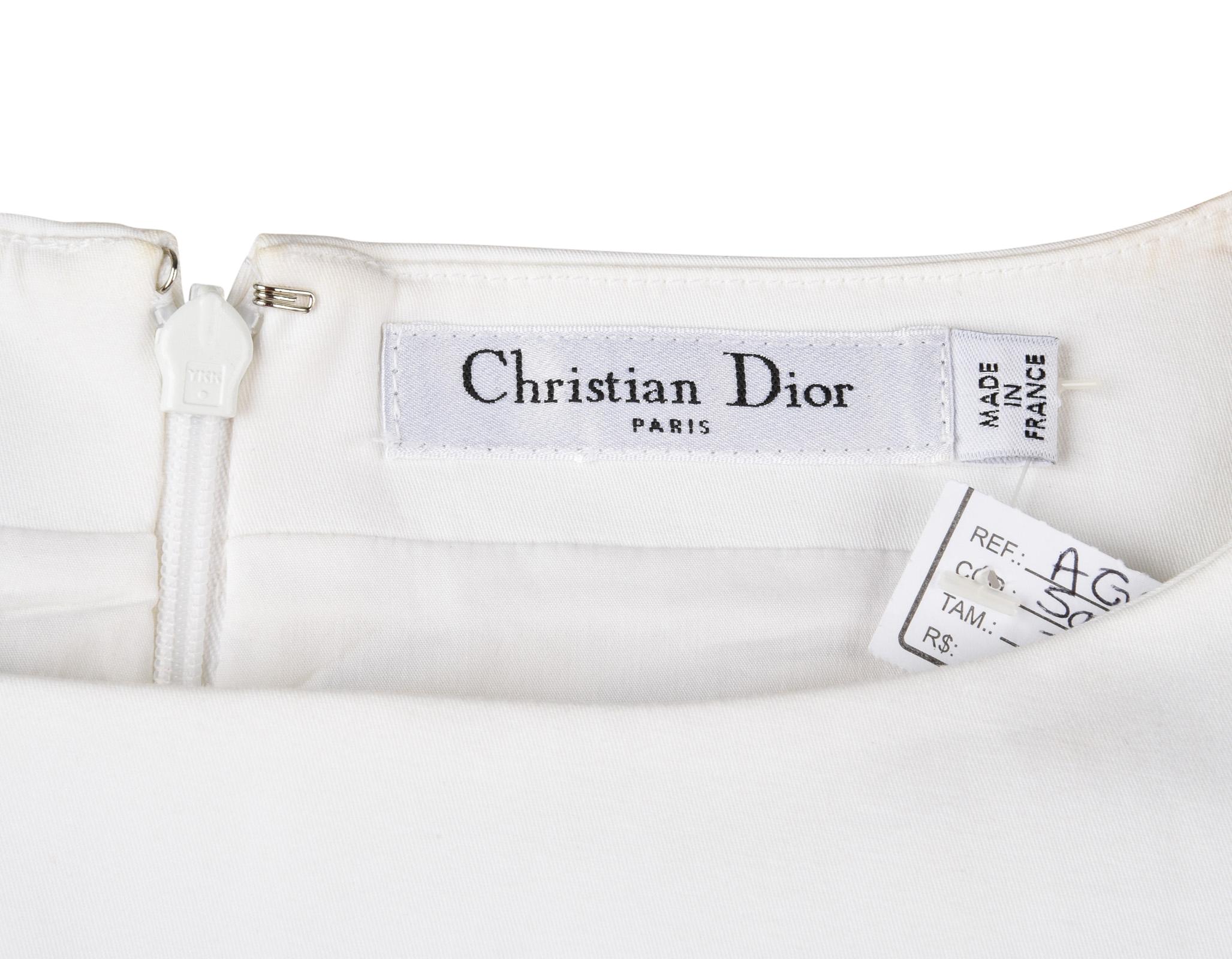 Christian Dior Dress White Cotton Peplum 8 Mint  6