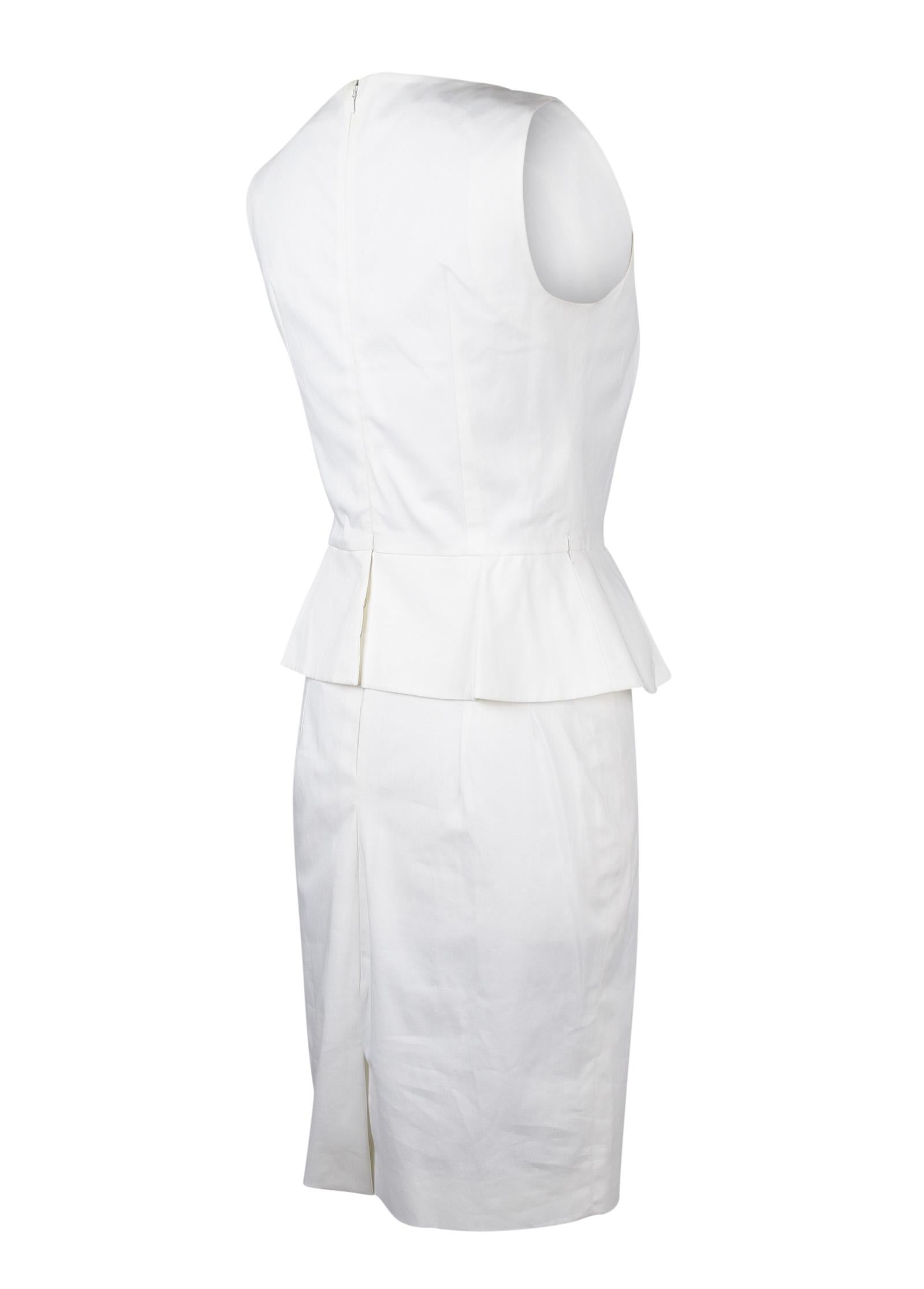 Christian Dior Dress White Cotton Peplum 8 Mint  5