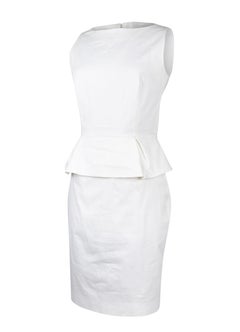 Christian Dior Dress White Cotton Peplum 8 Mint