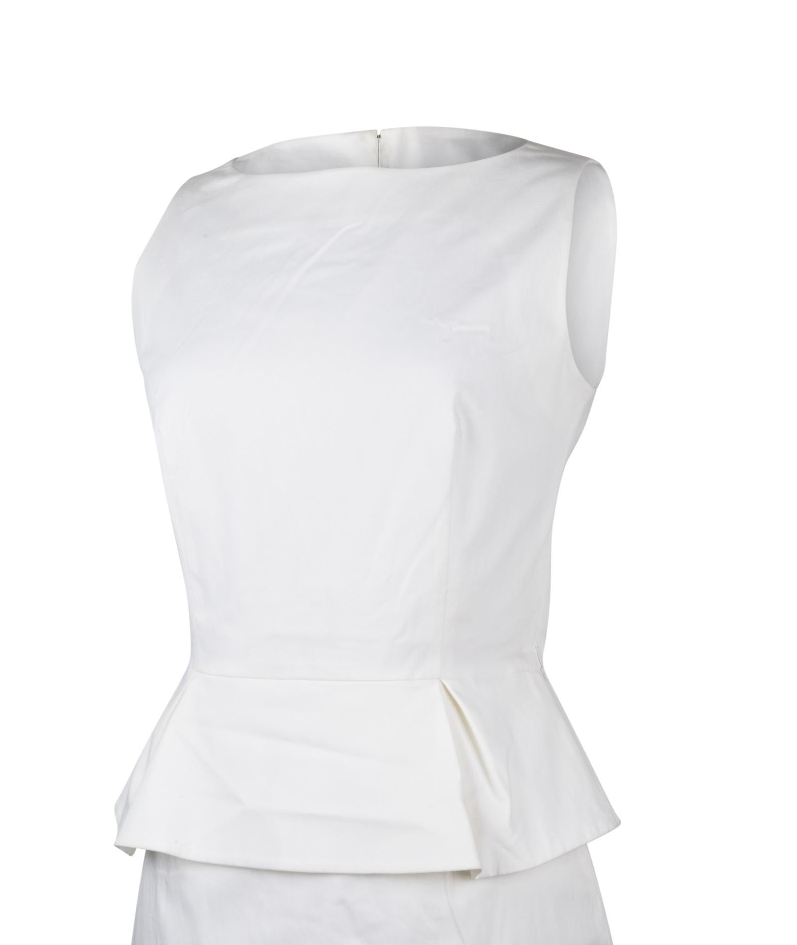 Christian Dior Dress White Cotton Peplum 8 Mint  2