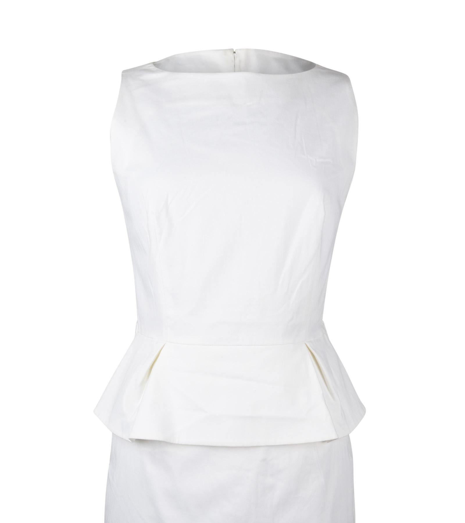 Christian Dior Dress White Cotton Peplum 8 Mint  3