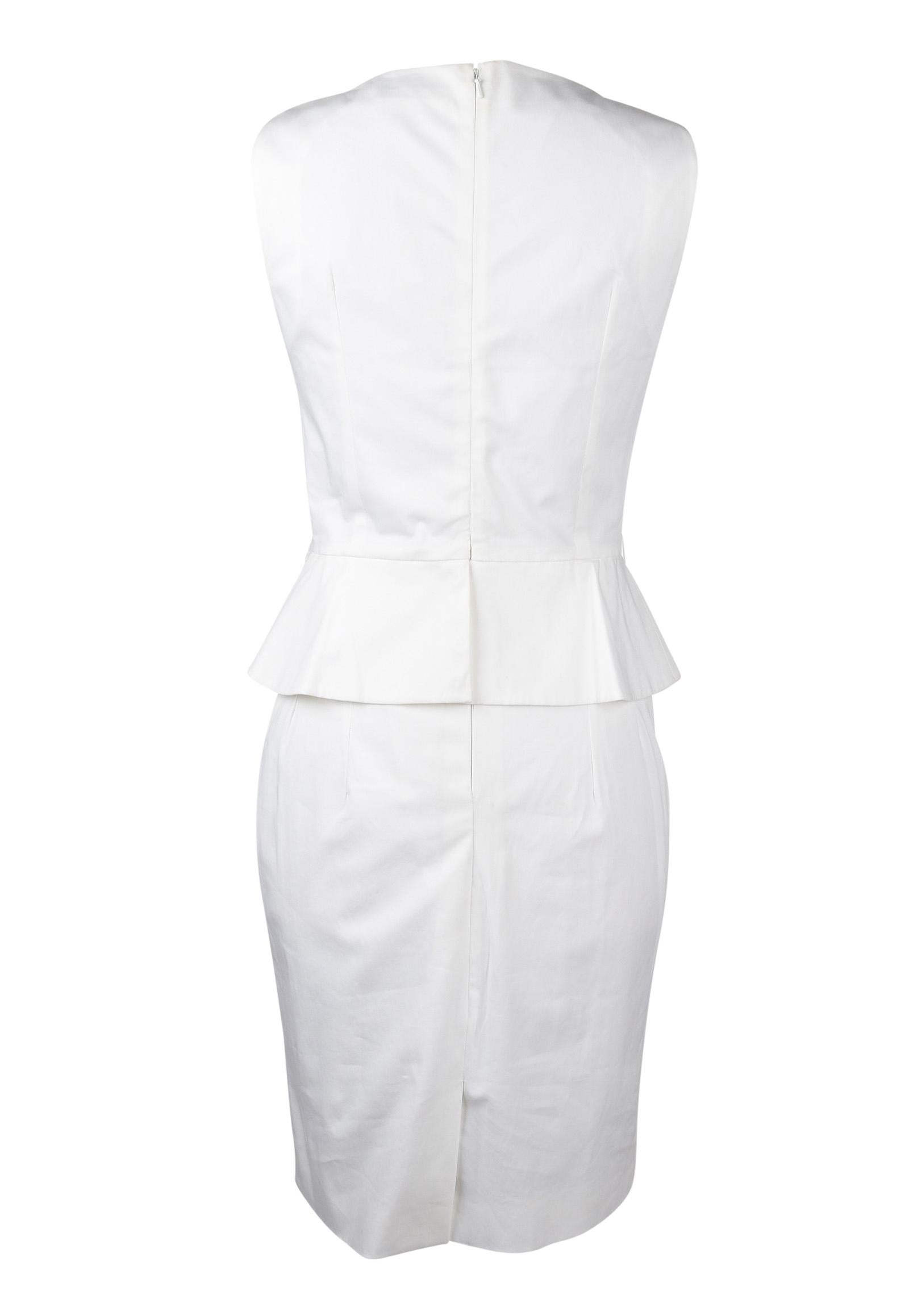 Christian Dior Dress White Cotton Peplum 8 Mint  1