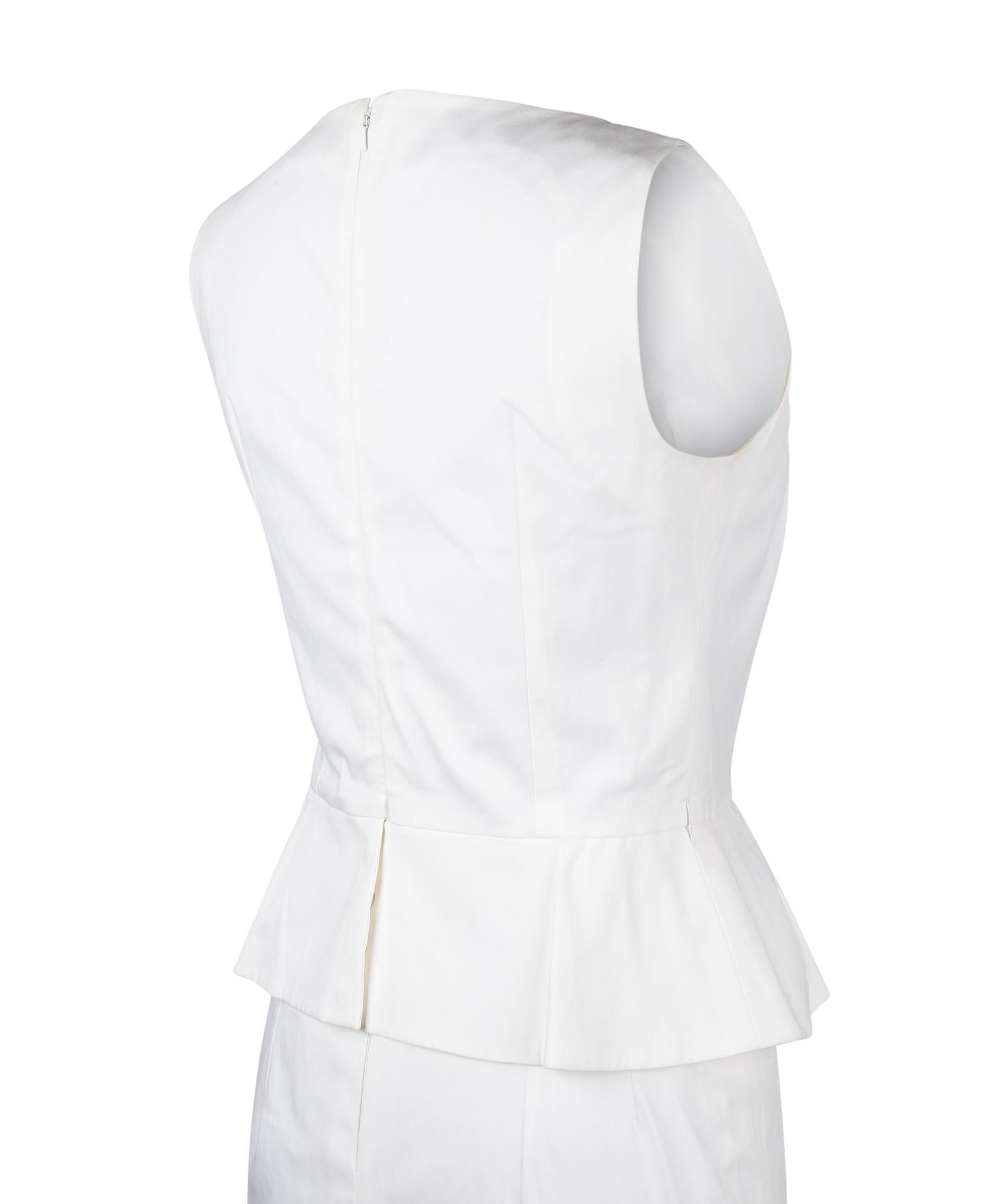 Christian Dior Dress White Cotton Peplum 8 Mint  4