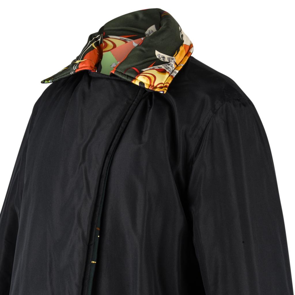 Hermès Veste réversible motifs vifs Carnavale de Venise avec écharpe vintage imprimé, Taille 36/6 Excellent état - En vente à Miami, FL