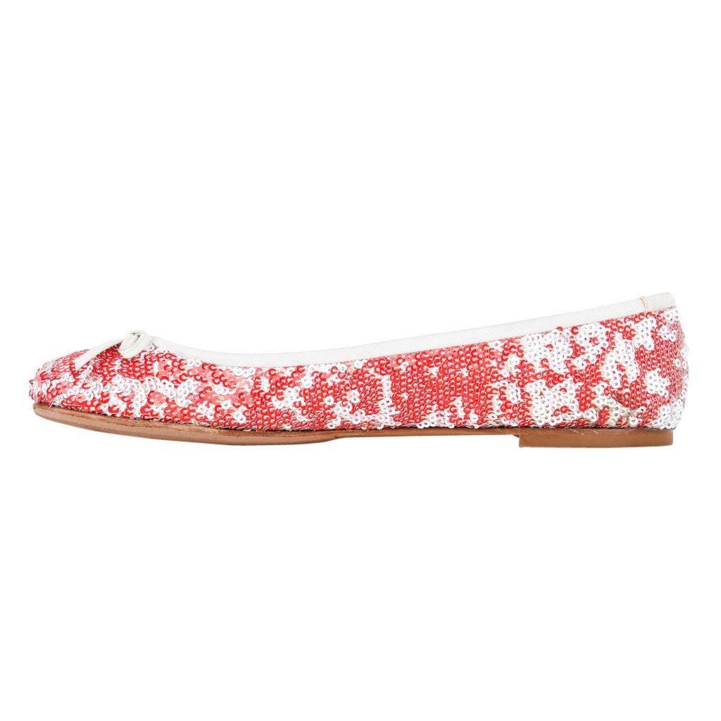 Giuseppe Zanotti Shoe Ballet Flat White and Red Sequins 38.5 / 8.5 Excellent état - En vente à Miami, FL