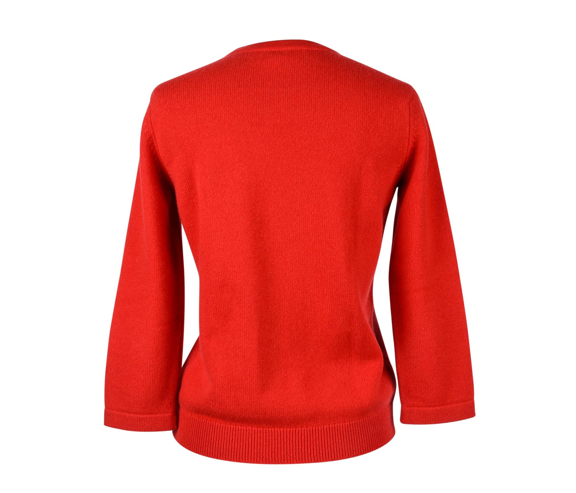 Hermes Sweater Red Wool / Cashmere fits S / M In Excellent Condition In Miami, FL