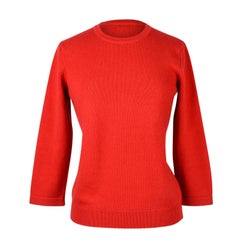 Hermes Pullover Rote Wolle / Kaschmir passt S / M