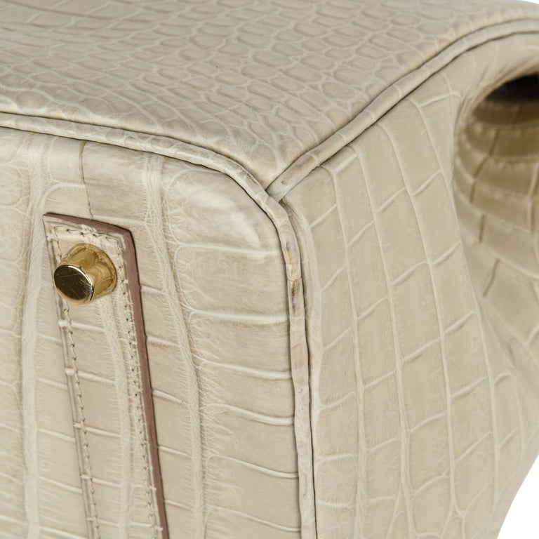 Hermes 35cm Birkin Bag Matte croc Beton Porosus crocodile JaneFinds  ($92,865) ❤ liked on Polyvore featuring bags, ha…