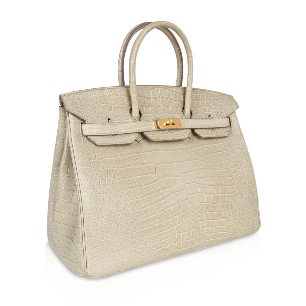 Hermes Birkin 35 Bag Beton Matte Porosus Crocodile Gold Hardware Selten 1