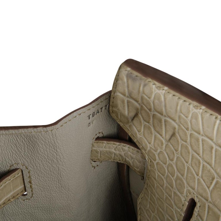 Hermès BETON Matte Porosus Croc 35 cm Birkin Bag- Grey color with
