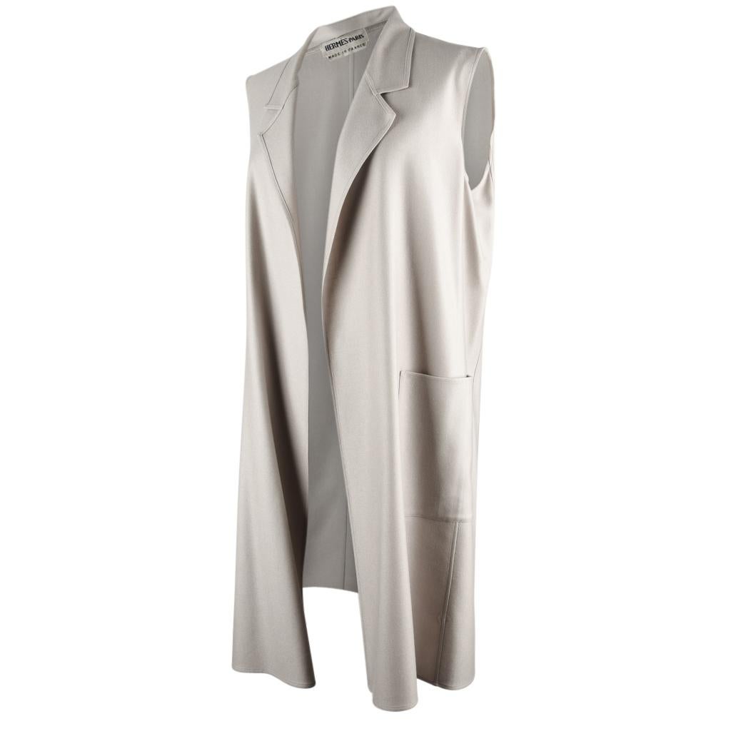 Hermes Coat Cashmere 2Piece Vest Coat Pearl Gray 40 / 6 1