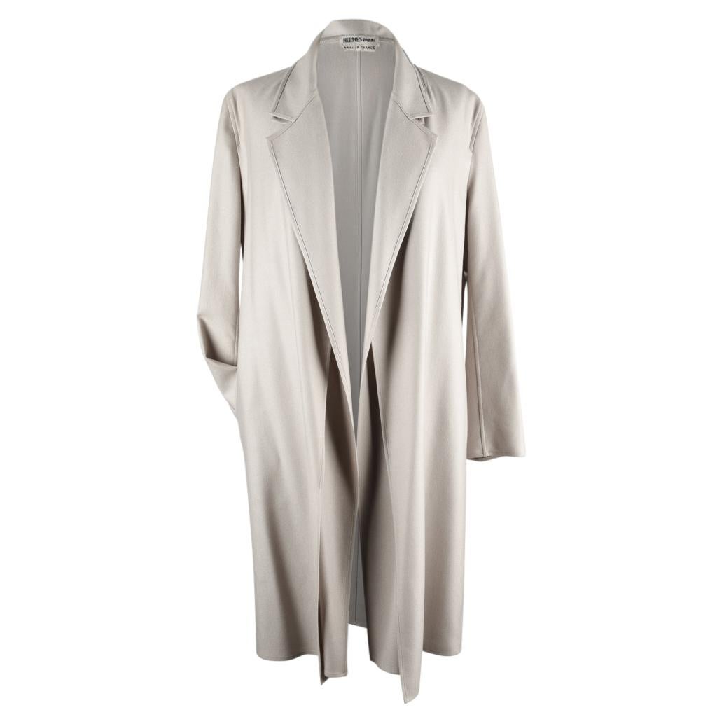 Hermes Coat Cashmere 2Piece Vest Coat Pearl Gray 40 / 6 6