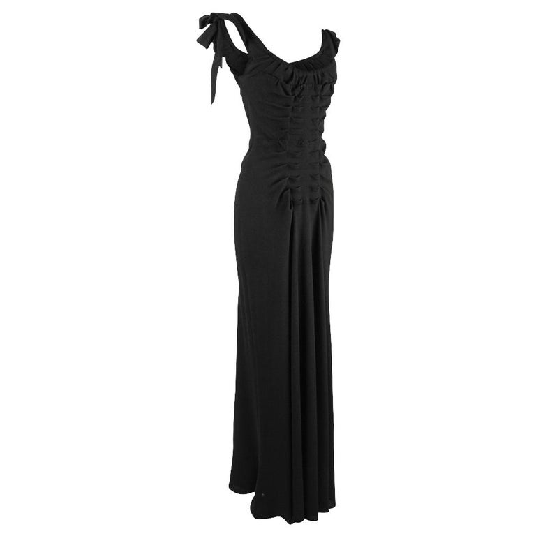 Prada Vintage Dress Gown Divine Cut Front and Rear Pleating 40 / 6 at 1stDibs