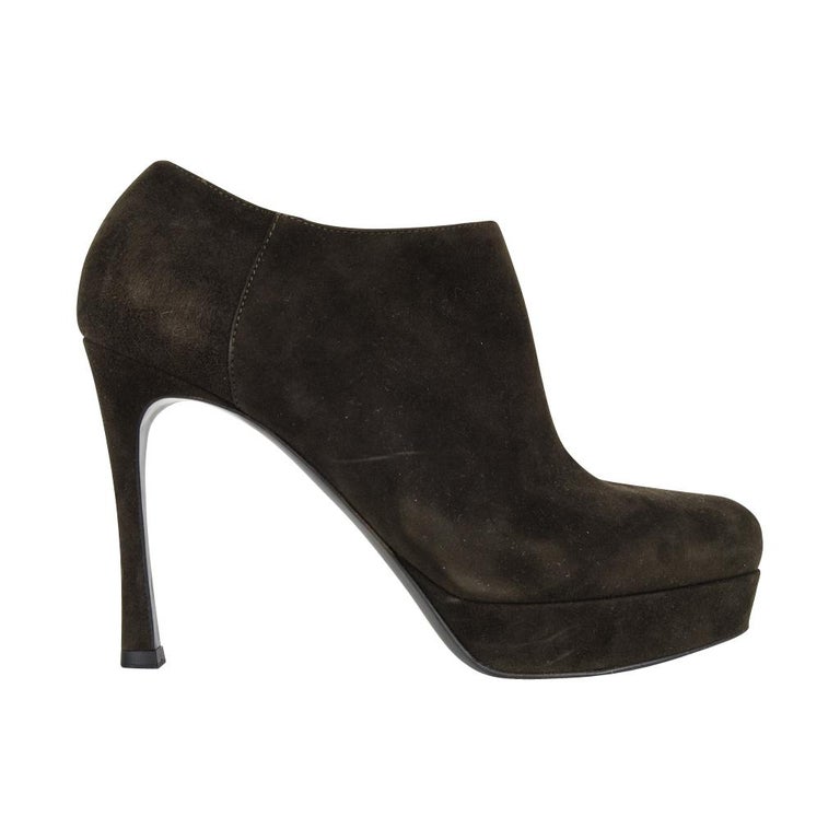 YSL Bootie Dark Green Suede Ankle Boot Yves Saint Laurent 36.5 / 6.5 For Sale at 1stDibs | ysl