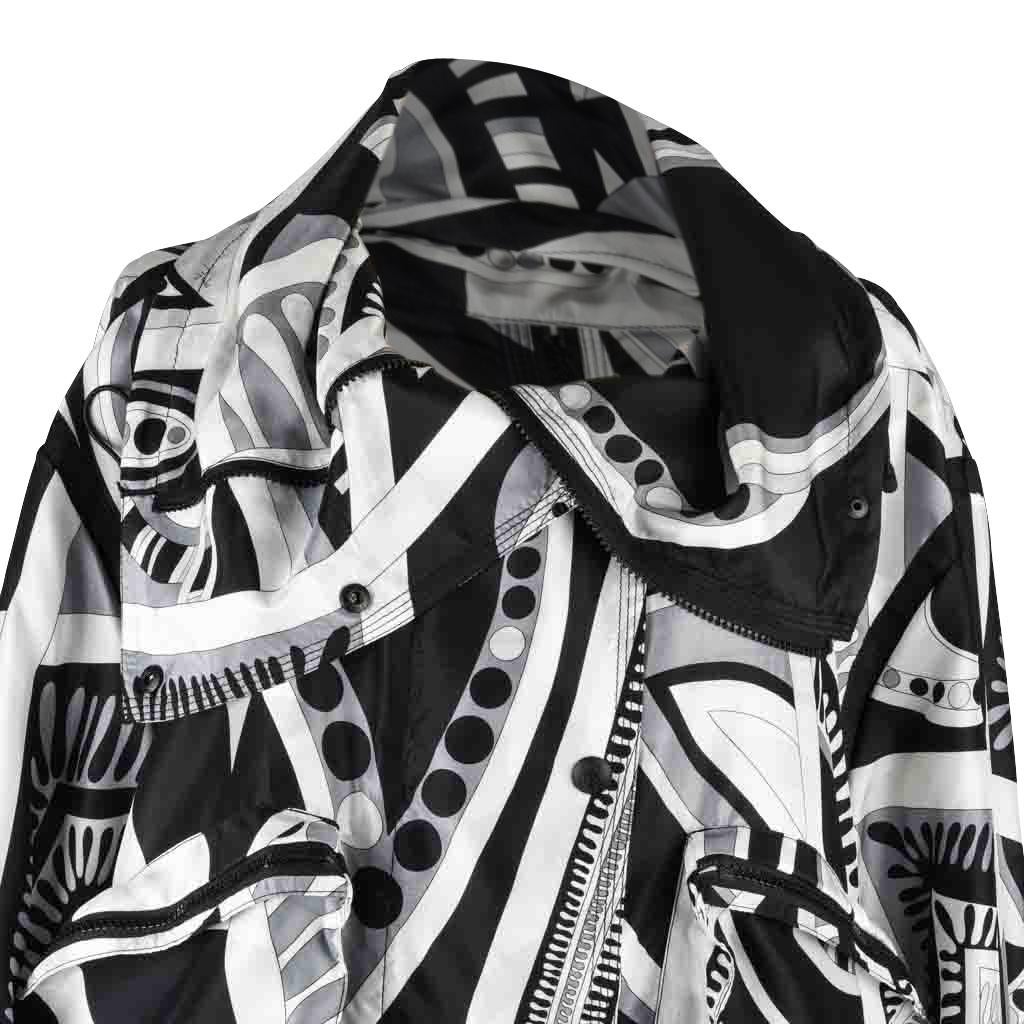 Emilio Pucci Jacket Silk Windbreaker Rear Zipper Front Snaps Drawstring 12 6