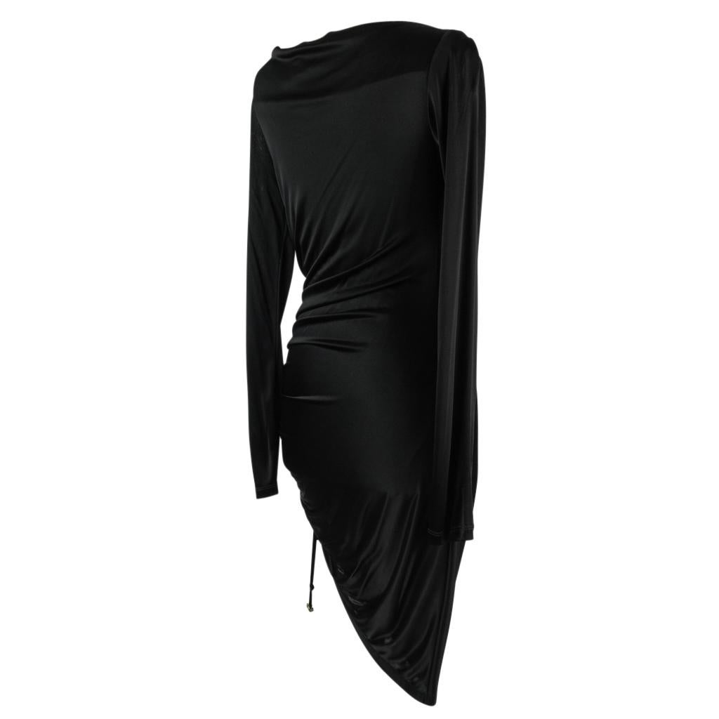 Versace Dress Black Side Drawstring Rouching Asymmetrical Length 44 / 8 2