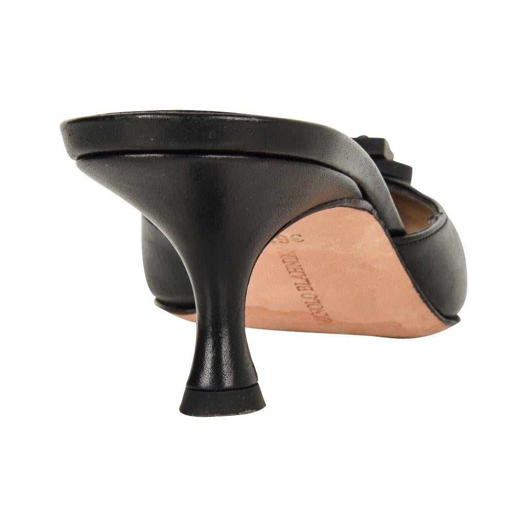 Manolo Blahnik Shoe Mule Abstract Wood Buckle 36.5 / 6.5 For Sale 1