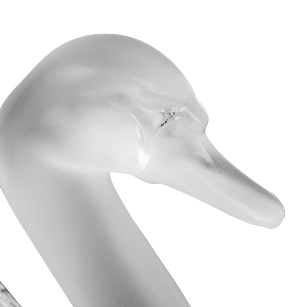 Women's or Men's Lalique Swan Head Up Pure Crystal Sculpture For Sale