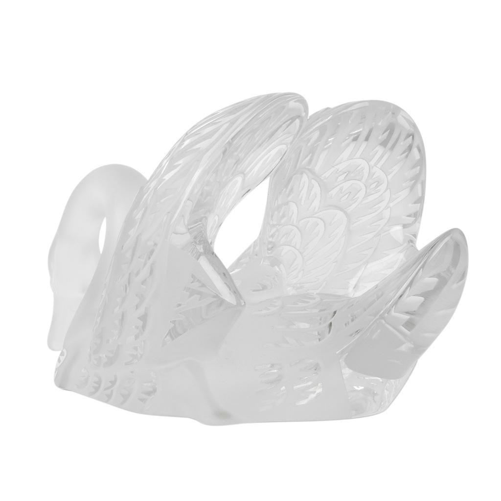 Lalique Swan Kopf Down Reine Kristall-Skulptur im Zustand „Hervorragend“ im Angebot in Miami, FL