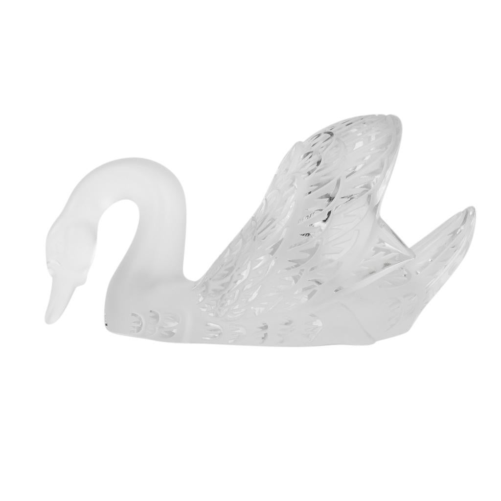 Lalique Swan Kopf Down Reine Kristall-Skulptur für Damen oder Herren im Angebot