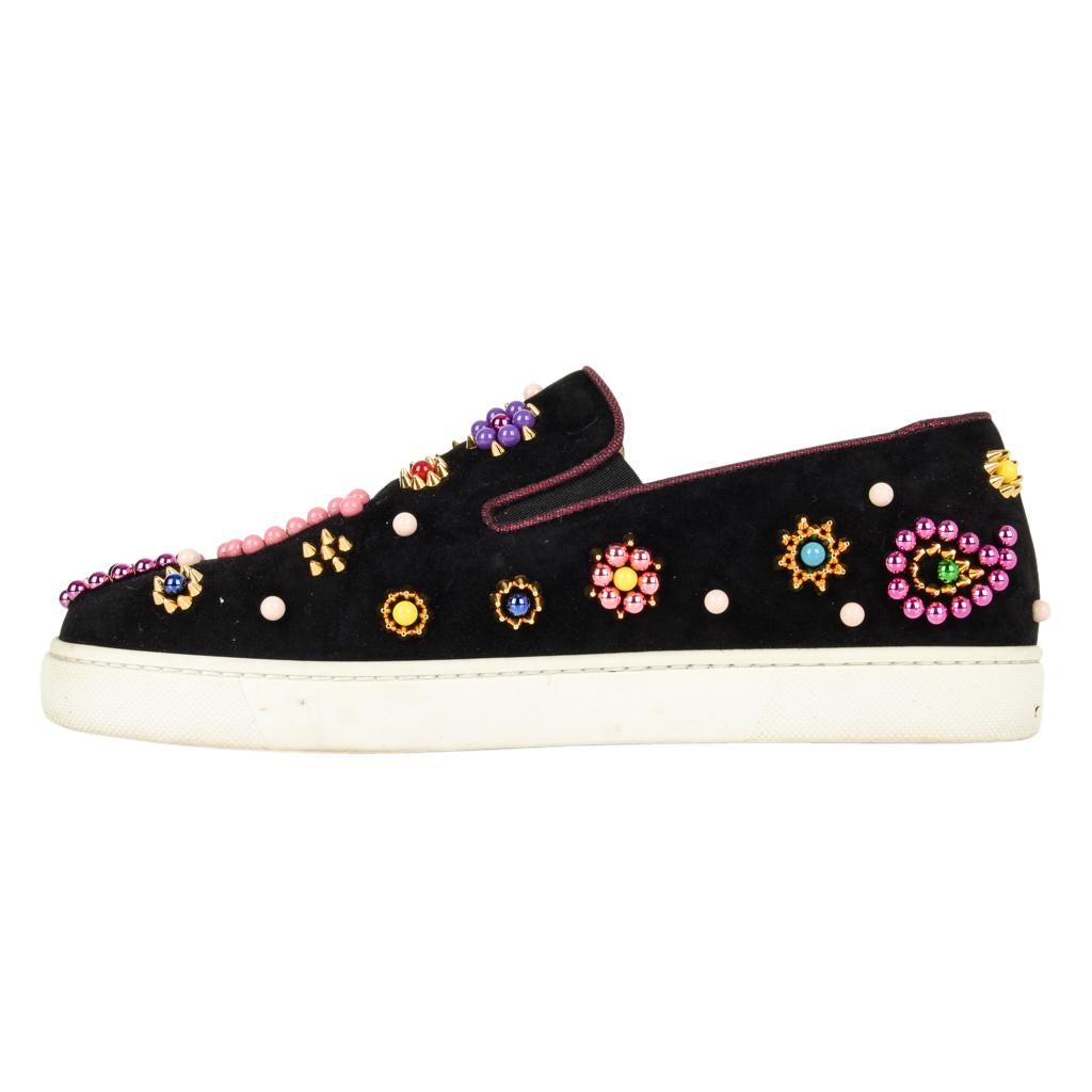 Black Christian Louboutin Shoe Slip on Sneaker Boat Candy 39 / 9