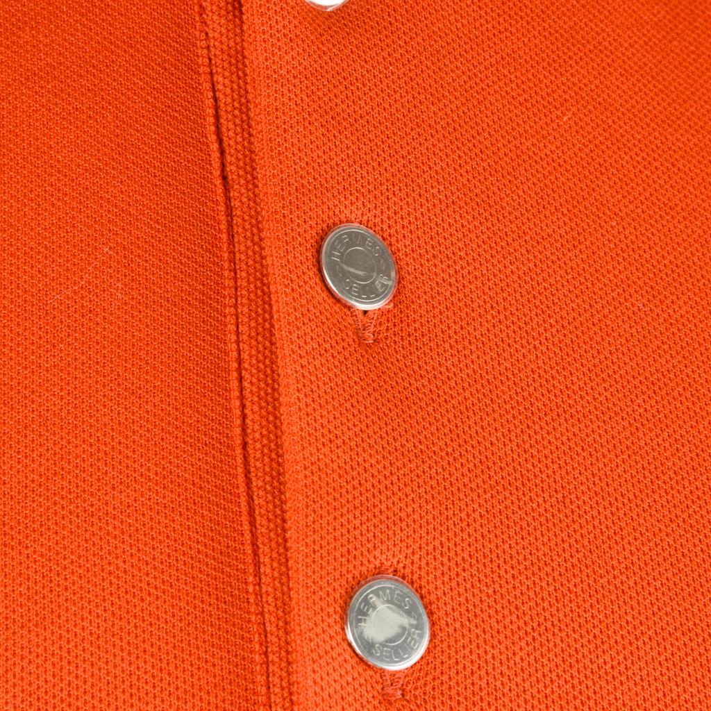 Hermes Men's Polo Style Orange Feu w/ Navy Edging Short Sleeve M New 2