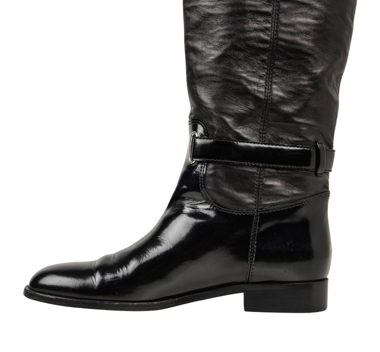 Christian Dior Boot Flat Riding Style Knee High 39 / 9 at 1stDibs