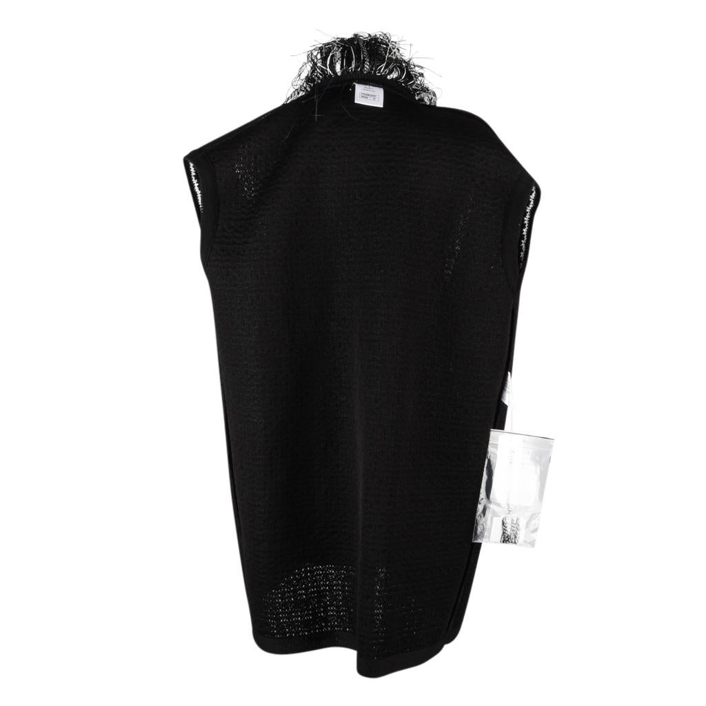 Chanel 14S Vest Black Tweed Fringed Zip Front 42 / 12 8