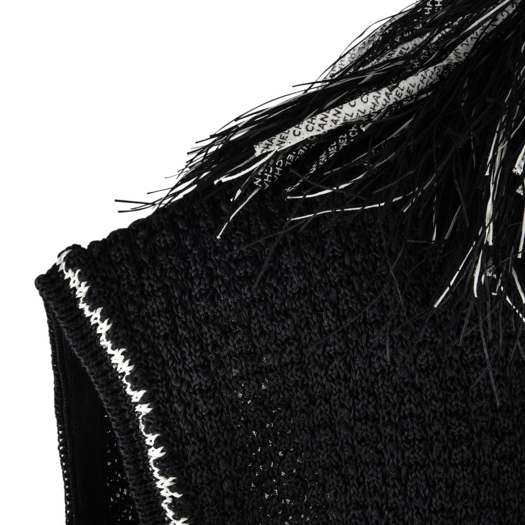 Chanel 14S Vest Black Tweed Fringed Zip Front 42 / 12 4